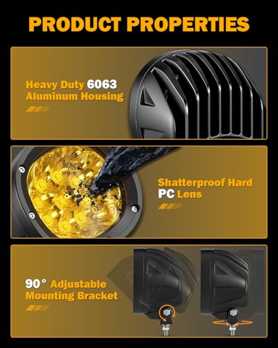 4 Inch 90W LED Amber Driving Pods (2 Count)