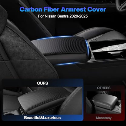 Center Console Cover for Nissan Sentra 2020 2021 2022 2023 2024 2025 Accessories Carbon Fiber Armrest Cover Anti