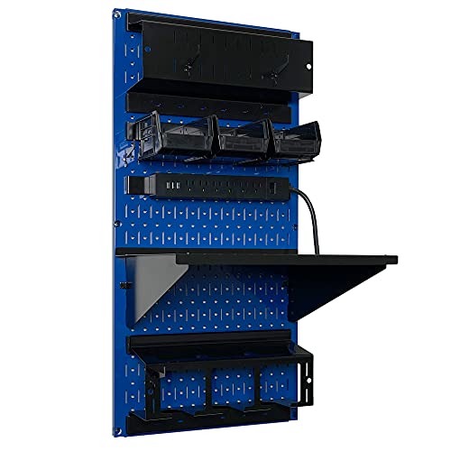 Power Tool Storage Organizer Kit Cordless Drill Holder Charging Station Rack 16” x 32” Metal Pegboard Organization System