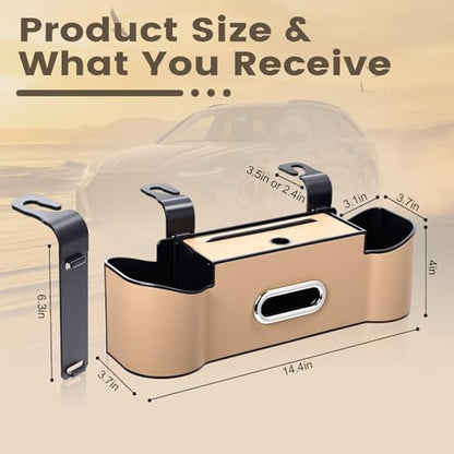 2 Pack Multifunctional Car Seat Back Storage Box Car Seat Back Organizer with Tissue Box (2 Count)