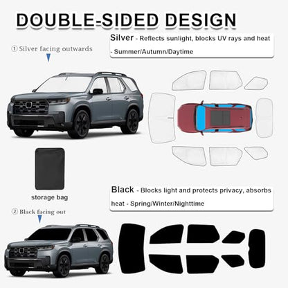 8pcs Thicken Sun Shades for Honda Pilot 2025 2026 Accessories
