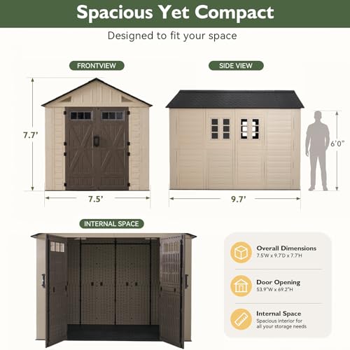 8x10 Ft Outdoor Storage Shed with Floor