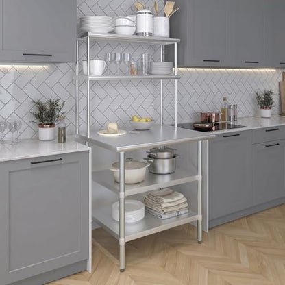 Stainless Steel Work Table with 2 Shelves