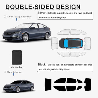 8pcs Thicken Sun Shades for Honda Civic Sedan 2022 (8 Count)