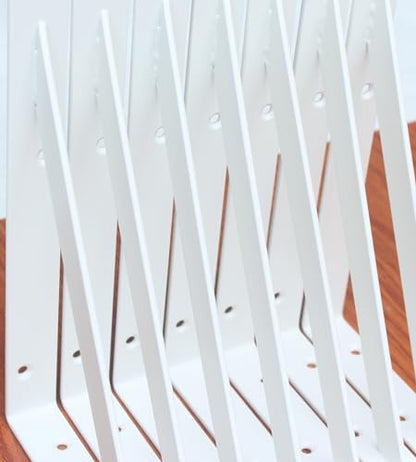 20 Pack L10 x H 8" White Heavy Duty Shelf Brackets with Screws Metal Shelf Brackets Shelf Support Angle Brackets for Shelves L Brackets Heavy Duty Floating Shelf (20 Count)