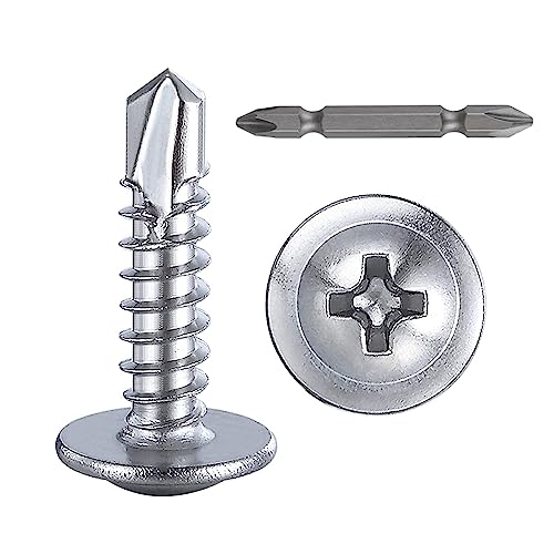 300 pcs) Wensilon #10×5/8”for Sheet Metal Self-Tapping Screws 410 Stainless Steel Truss Head High-Strength Quick Tapping Screws