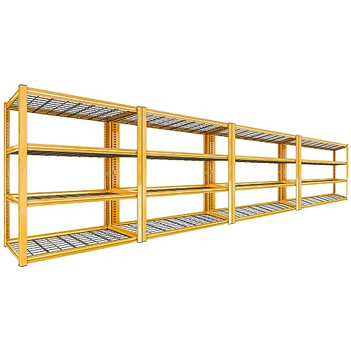 40" W Yellow Garage Shelving with Double (4 Count)
