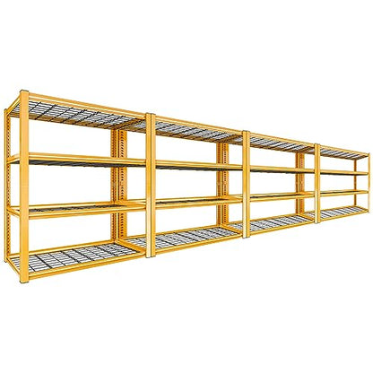 40" W Yellow Garage Shelving with Double (4 Count)