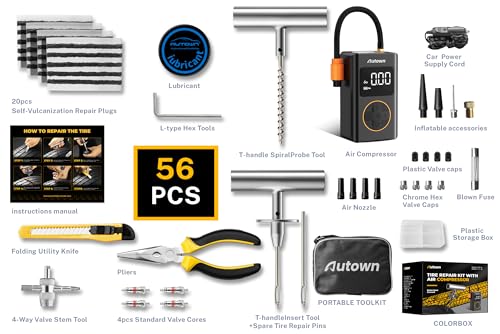 Flat Tire Repair Kit with Air Compressor