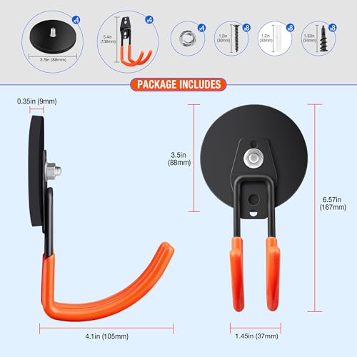 4Pcs Large Strong Magnetic Hooks for Hanging Heavy Duty (4 Count)