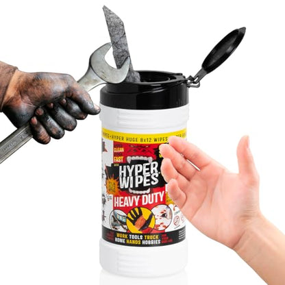 Hyper Wipes 6 Pack Heavy Duty Hand & Tool Cleaning Wipes (540 Count)