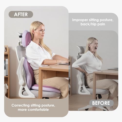 3 PCS Seat Cushion for Carseat Lumbar Support Pillow Car Neck Headrest Pillows Ultrathick Memory Foam Seat Pads Pressure Relief Back Cushion for Office Chair