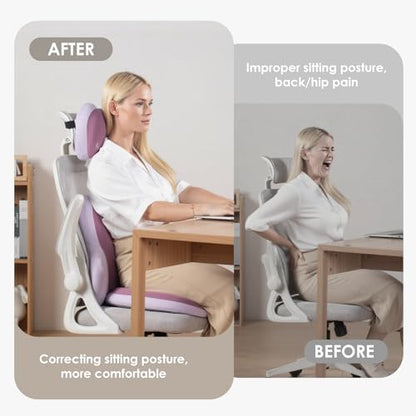 3 PCS Seat Cushion for Carseat Lumbar Support Pillow Car Neck Headrest Pillows Ultrathick Memory Foam Seat Pads Pressure Relief Back Cushion for Office Chair