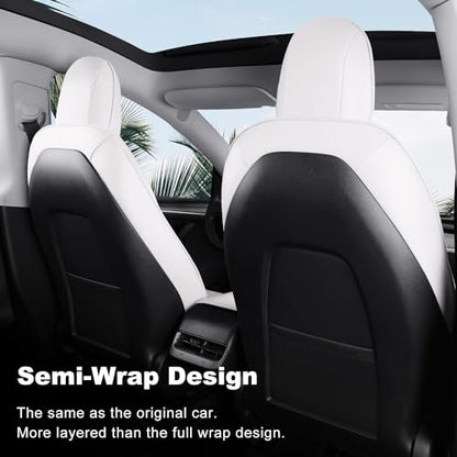 Tesla Model 3 Car Seat Covers Organosilicon Leather Car Interior Seat Airbag Compatible Cushion Cover Full Set Custom Fit 2023 2022 2021 2020 2019 2018 (10 Count)