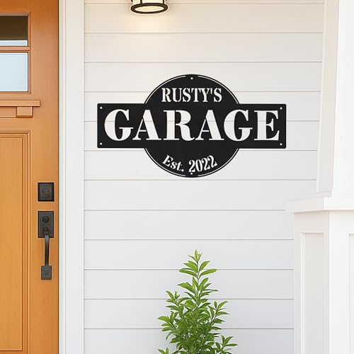 Custom Garage Workshop Metal Sign Personalized Tool Name Wall Art for Car Truck Mechanic Shop Decor Durable Steel Sign for Dad Husband Men’s Auto Workspace or Fence
