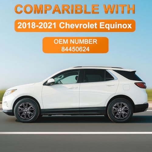 Wheel Cover Hubcaps 17 Inch Compatible with Chevy Chevrolet Equinox 2018 2019 2020 2021 Hub Caps 17 inch Set of 4 Rim Covers Protector Wheel Replacement 84450624 ABS PC 10 Spoke Style Black (4 Count)