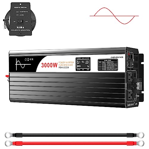 3000W Pure Sine Wave Inverter 12V DC to 120V AC Converter for Home