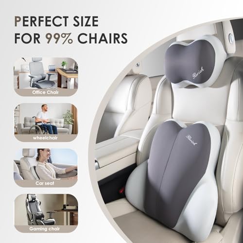 Lumbar Support with Car headrest Back Pillow for Chairs Headrest Pillow for Car Ergonomic Ultrathick Memory Foam Back Pillow for Office Chair