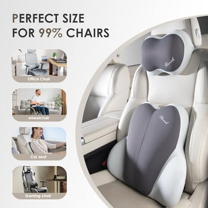 Lumbar Support with Car headrest Back Pillow for Chairs Headrest Pillow for Car Ergonomic Ultrathick Memory Foam Back Pillow for Office Chair