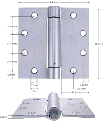 2 Pack 4.5"x4.5" Brushed Satin Chrome Self Closing Reversible Door Hinge (2 Count)