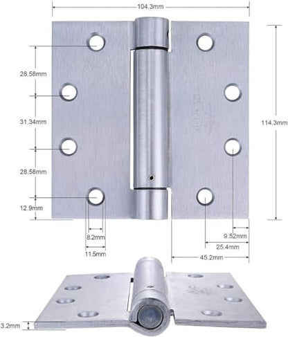 2 Pack 4.5"x4.5" Brushed Satin Chrome Self Closing Reversible Door Hinge (2 Count)