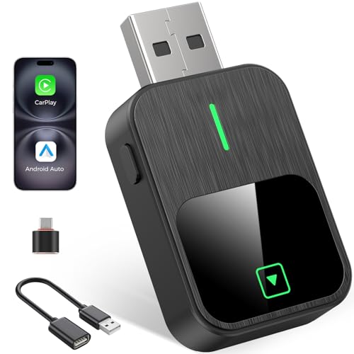 2-in-1 Wireless CarPlay & Android Auto Adapter, Plug & Play