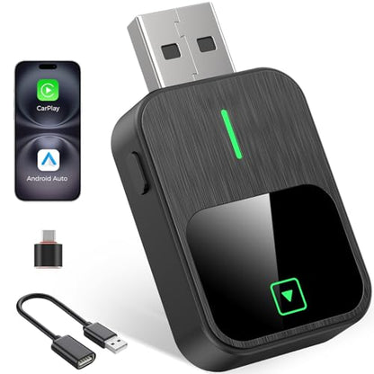 2-in-1 Wireless CarPlay & Android Auto Adapter, Plug & Play