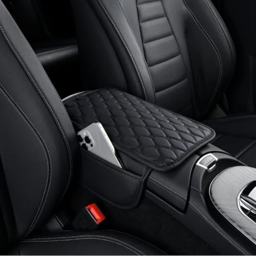 Car Armrest Cover Leather Car Console Covers Box Pad with Pocket and Tissue Box Arm Rest Cover for Car for SUV Truck Sedan Vehicle