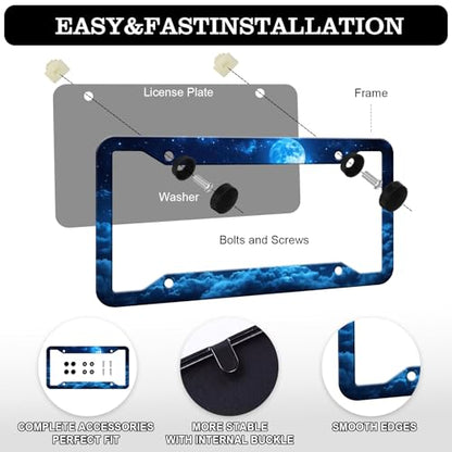 Moon Galaxy Starry Sky License Plate Frames