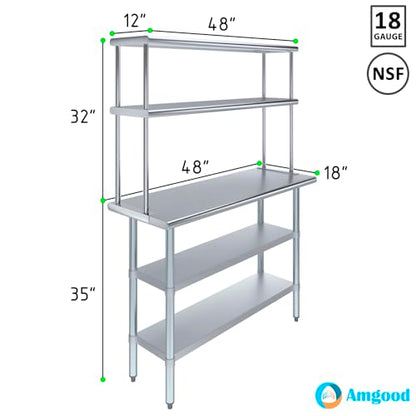 Stainless Steel Work Table with 2 Shelves