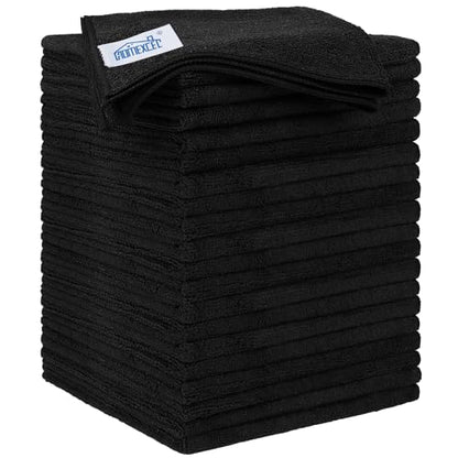 Black Microfiber Cleaning Cloth 20 Pack 11.5 x 11.5 inch Microfiber Towels for Cars Ultra Absorbent Car Washing Cloth Lint Free Streak Free Cleaning Rags for Car (20 Count)