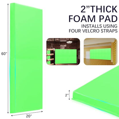 60" 72" High Gym Wall Padding 2" Thick Foam Basketball Court Wall Mount Protector for Garage Taekwondo Babyroom