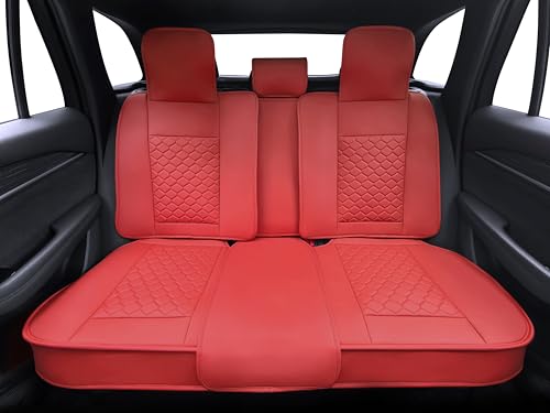 Car Seat Cover Full Set Leather Waterproof Front Rear Red