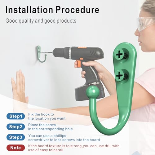15 Pack Green Wall Mount Hooks for Hanging Coats & Towels (15 Count)