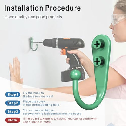 15 Pack Green Wall Mount Hooks for Hanging Coats & Towels (15 Count)