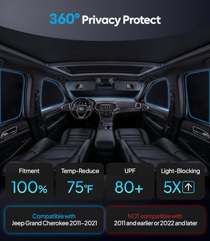 2026 8PC Full Set Window Sunshade for Jeep Grand Cherokee 2011 (8 Count)