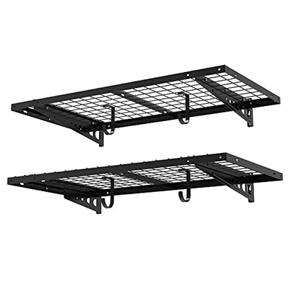 2 Pack 2x4ft Garage Storage with 4 Hooks (2 Shelves)