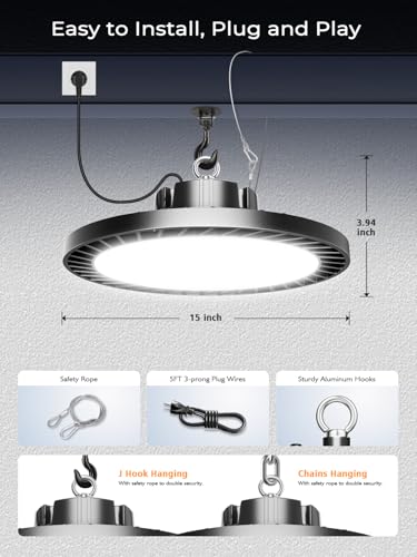 350W UFO LED High Bay Light 52500LM 5000K High Bay LED Shop Lights (8 Count)