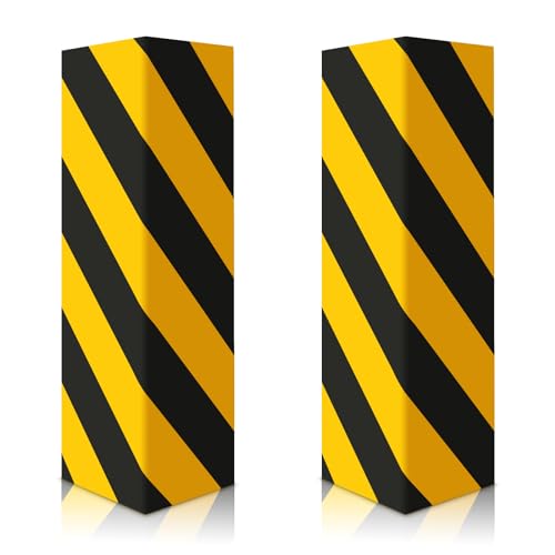 2pcs Garage Wall Guards Wall Protector Cover Yellow and Black Foam Wall Corner Guard for Parking Garages (2 Count)