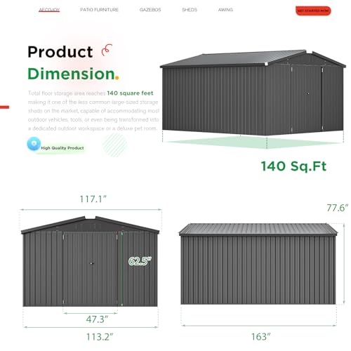 10' x 14' Metal Outdoor Storage Shed
