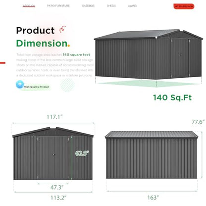 10' x 14' Metal Outdoor Storage Shed