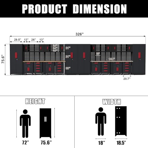 24Pcs Garage Cabinet Storage System