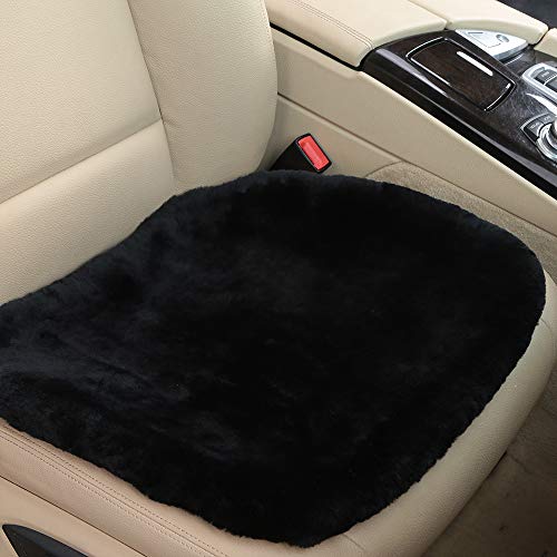 Black Genuine Sheepskin Car Seat Cover for Fuzzy Fur Wool Cushion