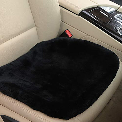 Black Genuine Sheepskin Car Seat Cover for Fuzzy Fur Wool Cushion