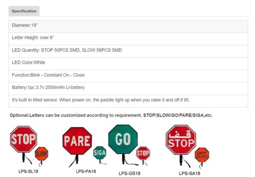 18" LED Stop Slow Paddle