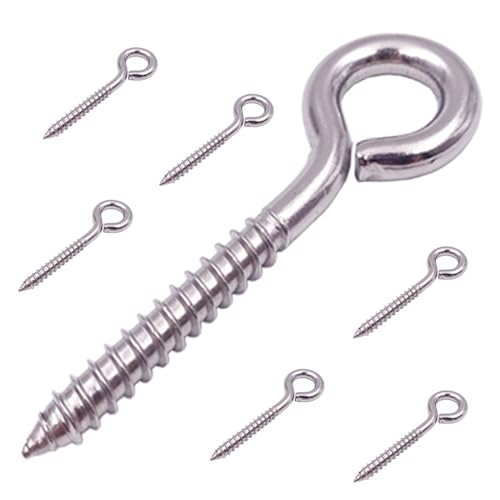 6 Pack 304 Stainless Steel Screw Eyes 3.2" (6 Count)