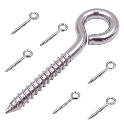 6 Pack 304 Stainless Steel Screw Eyes 3.2" (6 Count)