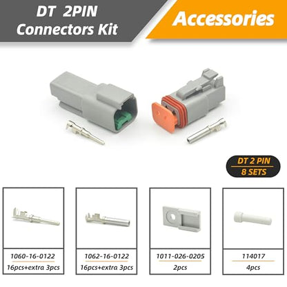 8 Sets 2 Pin DT Waterproof Connector Kit