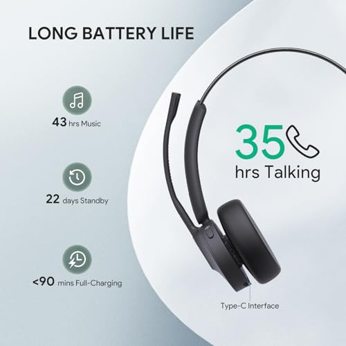 BH70 Mono Bluetooth Teams Headset with AI Mic for Work from Home PC