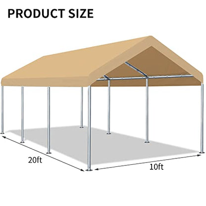 10'x20' Carport Canopy Replacement Cover Beige